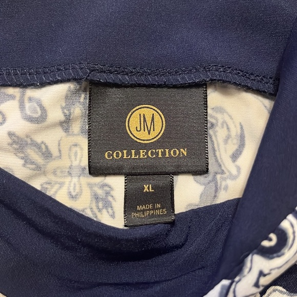 JM. Collection Summer Top Blue/tan XL - Picture 2 of 4